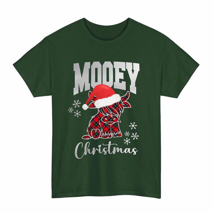Scottish Ruthven Modern Clan Tartan T-Shirt - Mooey Christmas Tartan Plaid Forest Green Color