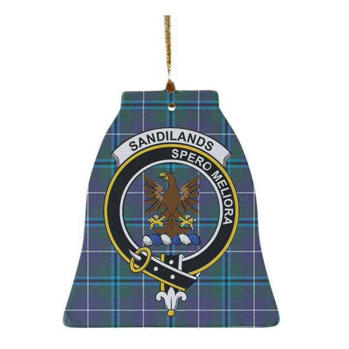 Scottish Sandilands Clan Crest Tartan Ceramic Ornament Bell Shape Tartan Plaid