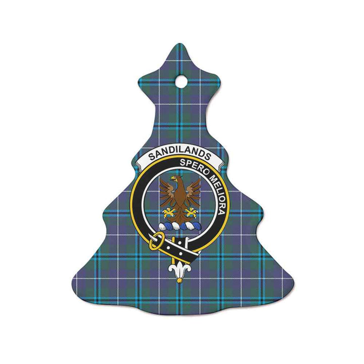 Scottish Sandilands Clan Crest Tartan Ceramic Ornament Tree Shape Tartan Plaid