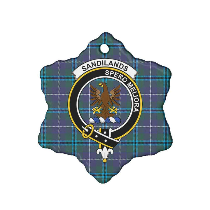 Scottish Sandilands Clan Crest Tartan Ceramic Ornament Snow Flake Shape Tartan Plaid