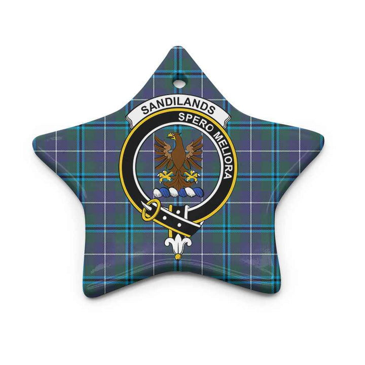 Scottish Sandilands Clan Crest Tartan Ceramic Ornament Star Shape Tartan Plaid