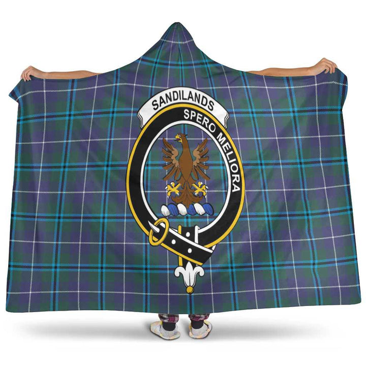 Scottish Sandilands Clan Crest Tartan Hooded Blanket Tartan Plaid 1