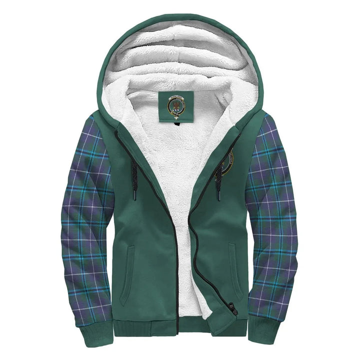 Scottish Sandilands Clan Crest Tartan Plaid Sleeve Sherpa Hoodie