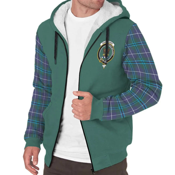 Scottish Sandilands Clan Crest Tartan Plaid Sleeve Sherpa Hoodie