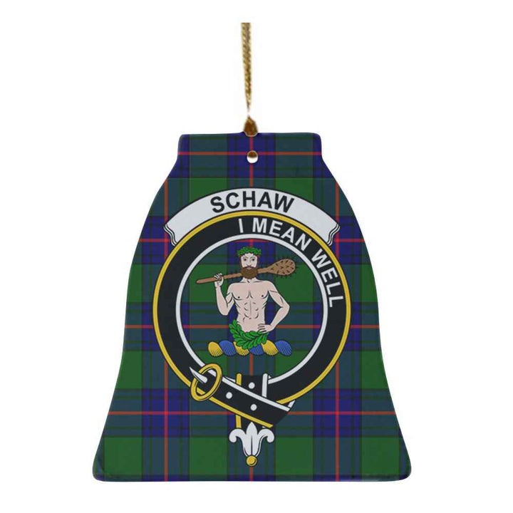 Scottish Schaw (of Sauchie) Clan Crest Tartan Ceramic Ornament Bell Shape Tartan Plaid