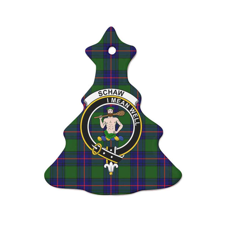 Scottish Schaw (of Sauchie) Clan Crest Tartan Ceramic Ornament Tree Shape Tartan Plaid