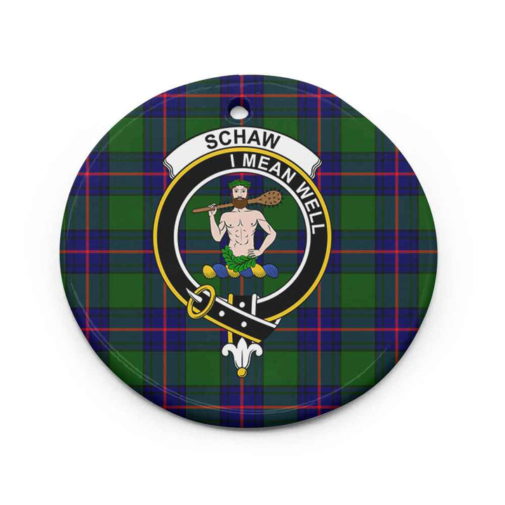 Scottish Schaw (of Sauchie) Clan Crest Tartan Ceramic Ornament Circle Shape Tartan Plaid
