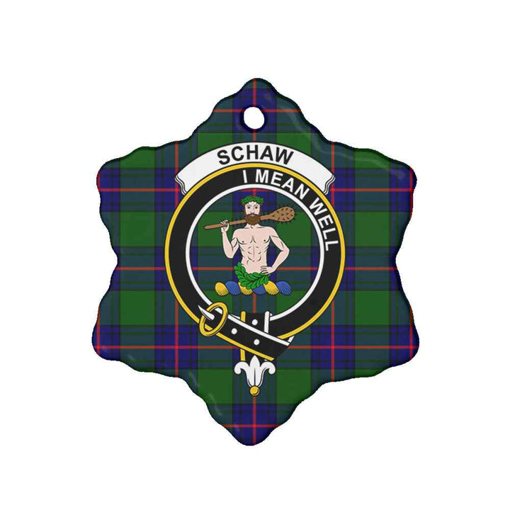 Scottish Schaw (of Sauchie) Clan Crest Tartan Ceramic Ornament Snow Flake Shape Tartan Plaid