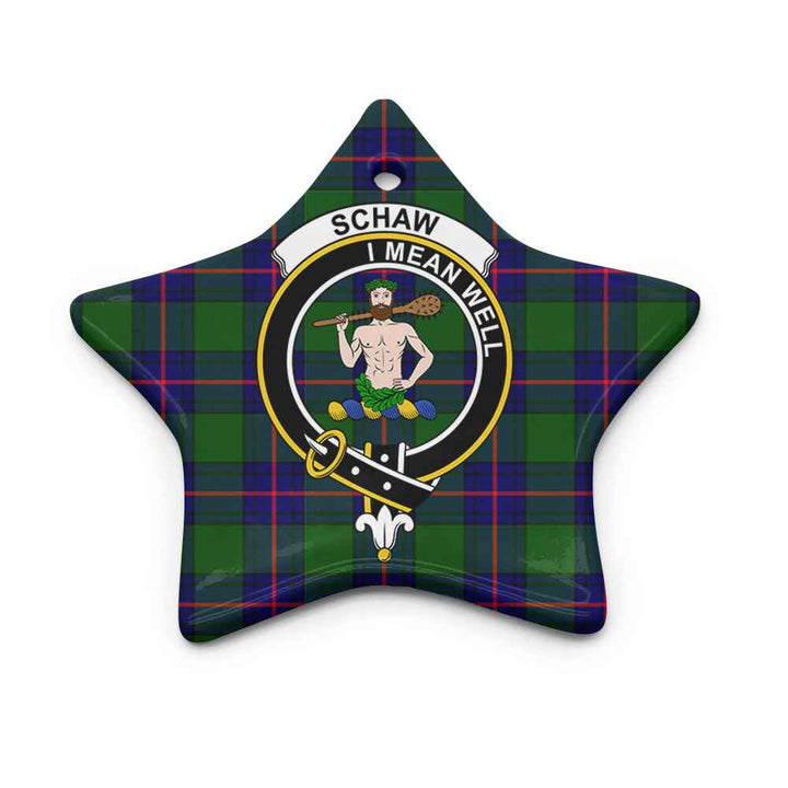 Scottish Schaw (of Sauchie) Clan Crest Tartan Ceramic Ornament Star Shape Tartan Plaid