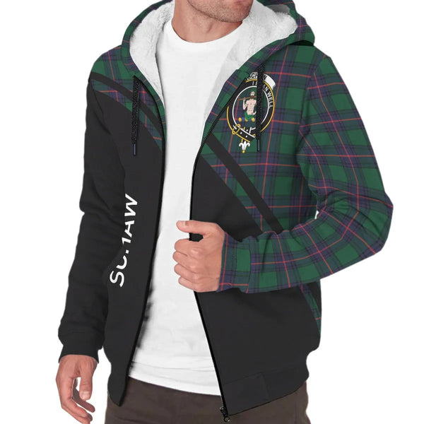 Scottish Schaw (of Sauchie) Clan Crest Tartan Curve Sherpa Hoodie