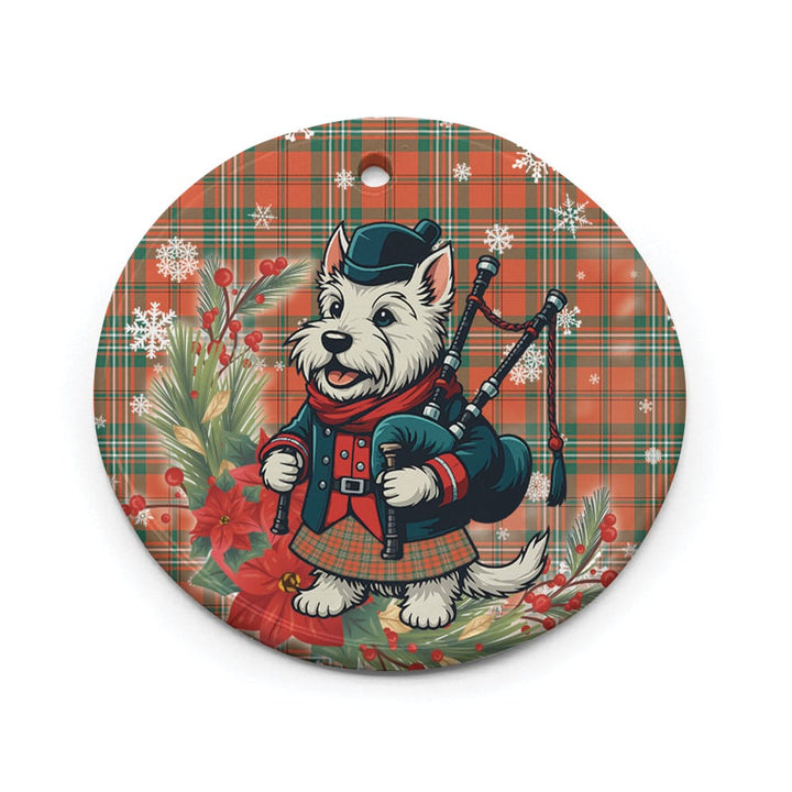 Scottish Scott Ancient Clan Tartan Ceramic Ornament Cute Scottish Terrier Dog Circle Style Tartan Plaid