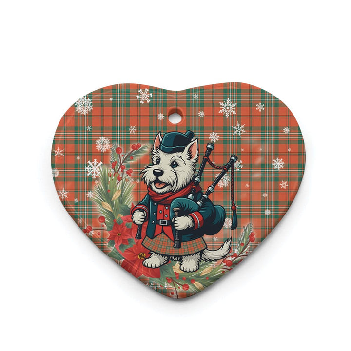 Scottish Scott Ancient Clan Tartan Ceramic Ornament Cute Scottish Terrier Dog Heart Style Tartan Plaid