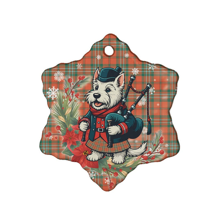 Scottish Scott Ancient Clan Tartan Ceramic Ornament Cute Scottish Terrier Dog Snow Flake Style Tartan Plaid