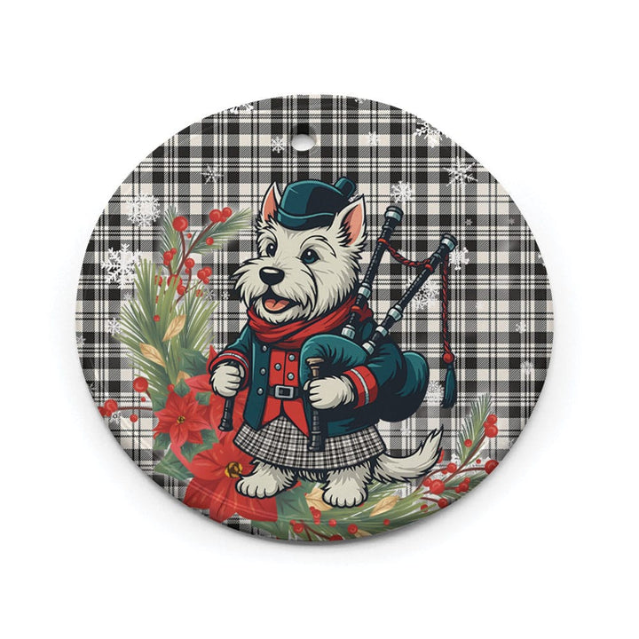 Scottish Scott Black & White Ancient Clan Tartan Ceramic Ornament Cute Scottish Terrier Dog Circle Style Tartan Plaid
