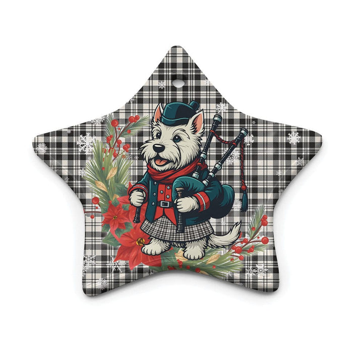 Scottish Scott Black & White Ancient Clan Tartan Ceramic Ornament Cute Scottish Terrier Dog Star Style Tartan Plaid