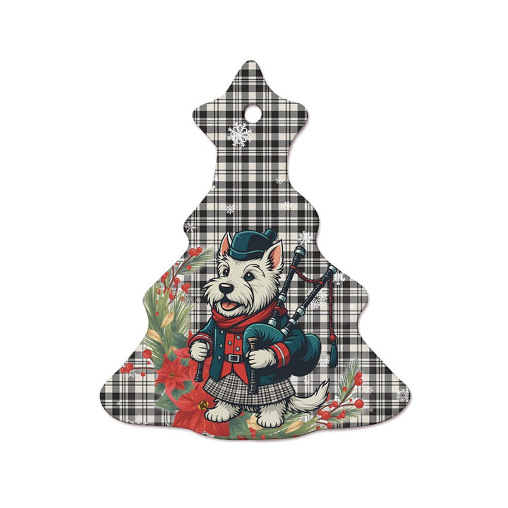 Scottish Scott Black & White Ancient Clan Tartan Ceramic Ornament Cute Scottish Terrier Dog Tree Style Tartan Plaid