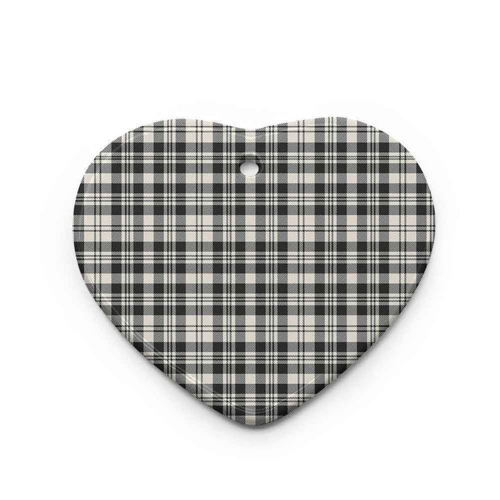 Scottish Scott Black & White Ancient Clan Tartan Ceramic Ornament Heart Shape Tartan Plaid