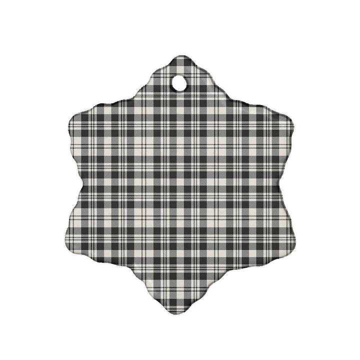Scottish Scott Black & White Ancient Clan Tartan Ceramic Ornament Snow Flake Shape Tartan Plaid