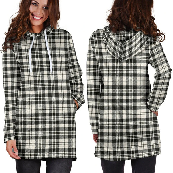 Scottish Scott Black & White Ancient Clan Tartan Hoodie Dress