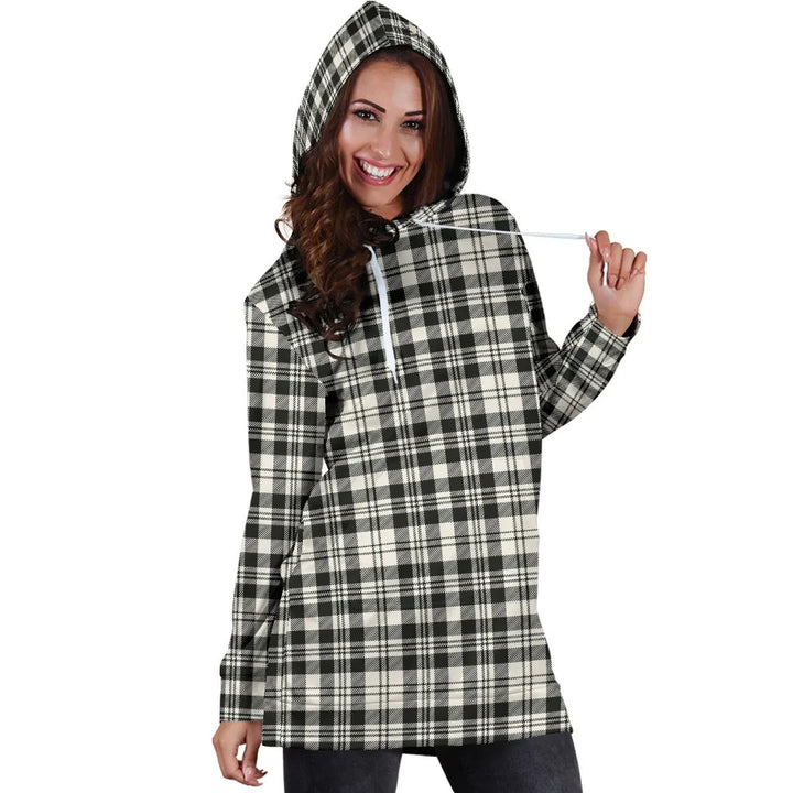 Scottish Scott Black & White Ancient Clan Tartan Hoodie Dress