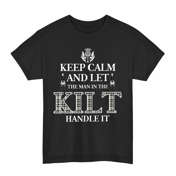 Scottish Scott Black & White Ancient Clan Tartan T-Shirt - Keep Calm Tartan Plaid Black Color