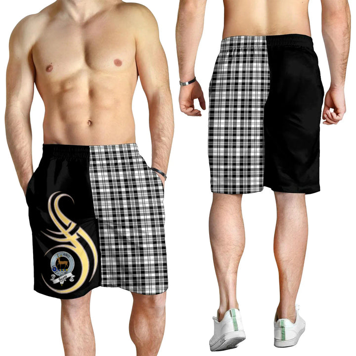 Scottish Scott Black & White Modern Clan Crest Tartan Believe in Me Men's Shorts