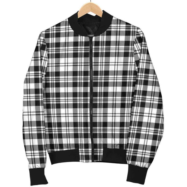 Scottish Scott Black & White Modern Clan Tartan Bomber Jacket Tartan Plaid 1