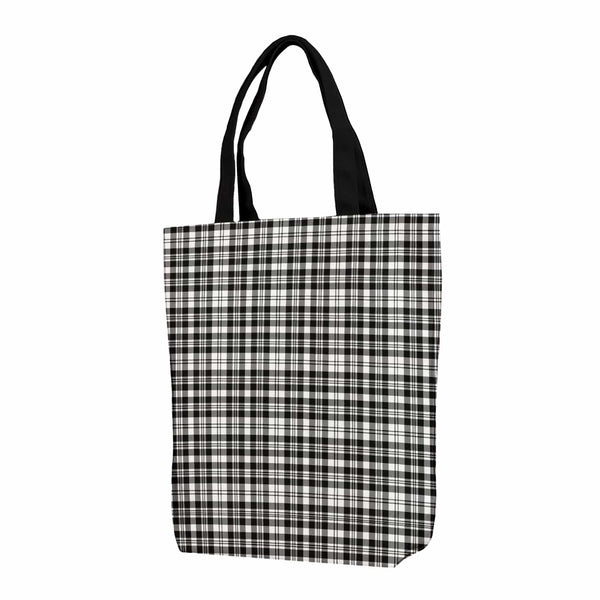 Scottish Scott Black & White Modern Clan Tartan Canvas Bag With Shoulder Strap Tartan Plaid 1