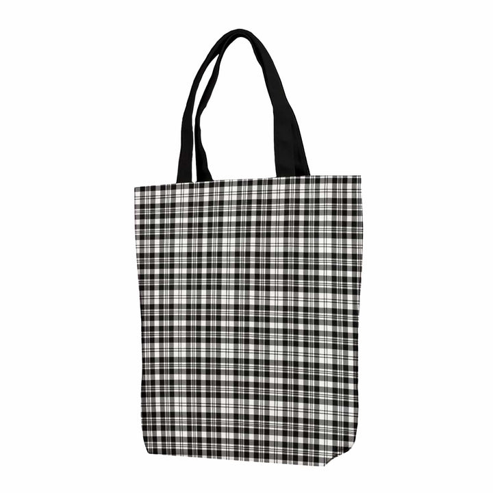 Scottish Scott Black & White Modern Clan Tartan Canvas Bag With Shoulder Strap Tartan Plaid 1