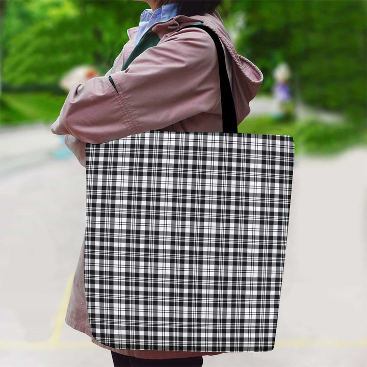 Scottish Scott Black & White Modern Clan Tartan Canvas Bag With Shoulder Strap Tartan Plaid 2