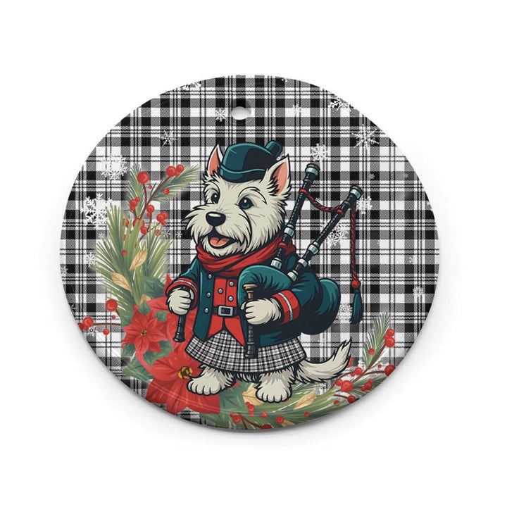 Scottish Scott Black & White Modern Clan Tartan Ceramic Ornament Cute Scottish Terrier Dog Circle Style Tartan Plaid