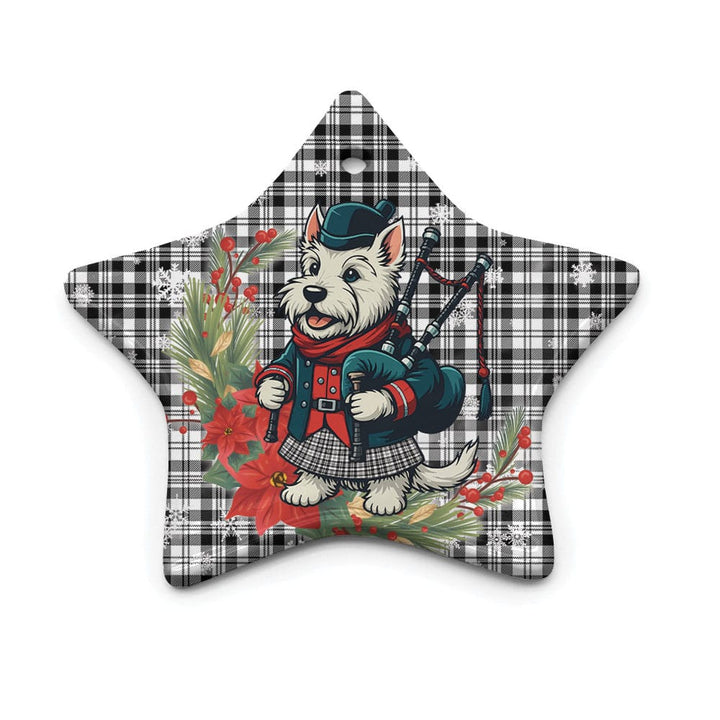 Scottish Scott Black & White Modern Clan Tartan Ceramic Ornament Cute Scottish Terrier Dog Star Style Tartan Plaid