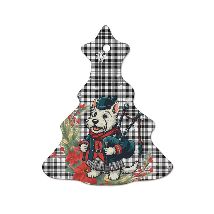 Scottish Scott Black & White Modern Clan Tartan Ceramic Ornament Cute Scottish Terrier Dog Tree Style Tartan Plaid