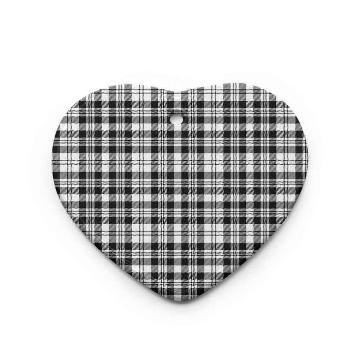 Scottish Scott Black & White Modern Clan Tartan Ceramic Ornament Heart Shape Tartan Plaid