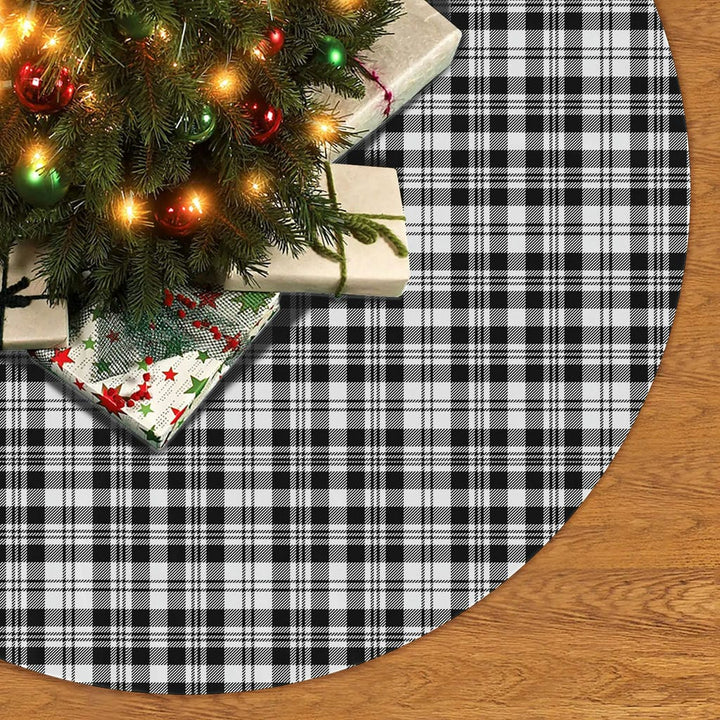 Scottish Scott Black & White Modern Clan Tartan Christmas Tree Skirt No Tassels 2 Tartan Plaid
