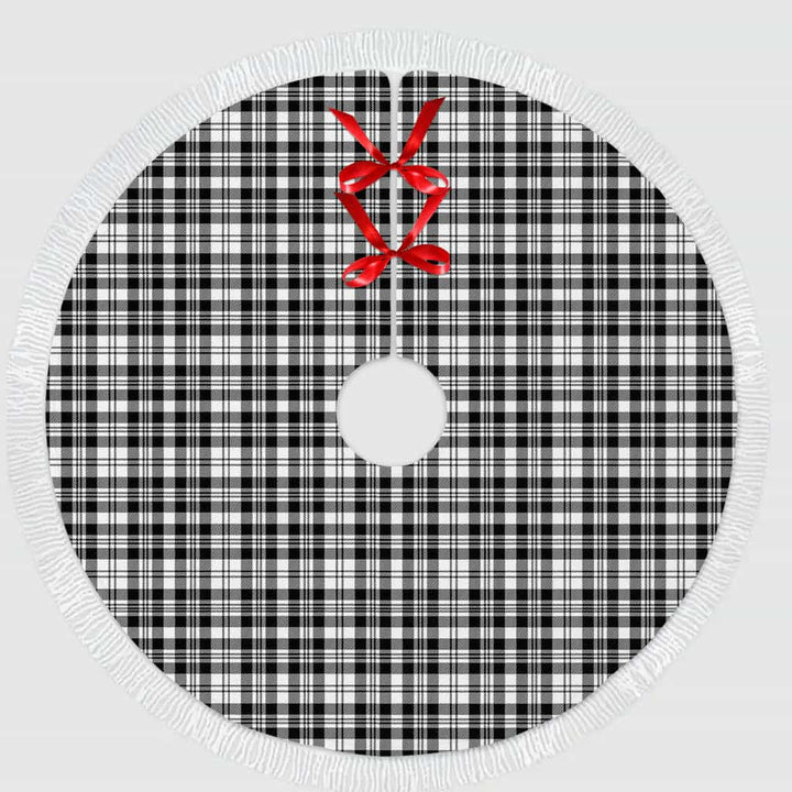 Scottish Scott Black & White Modern Clan Tartan Christmas Tree Skirt Tassels 1 Tartan Plaid