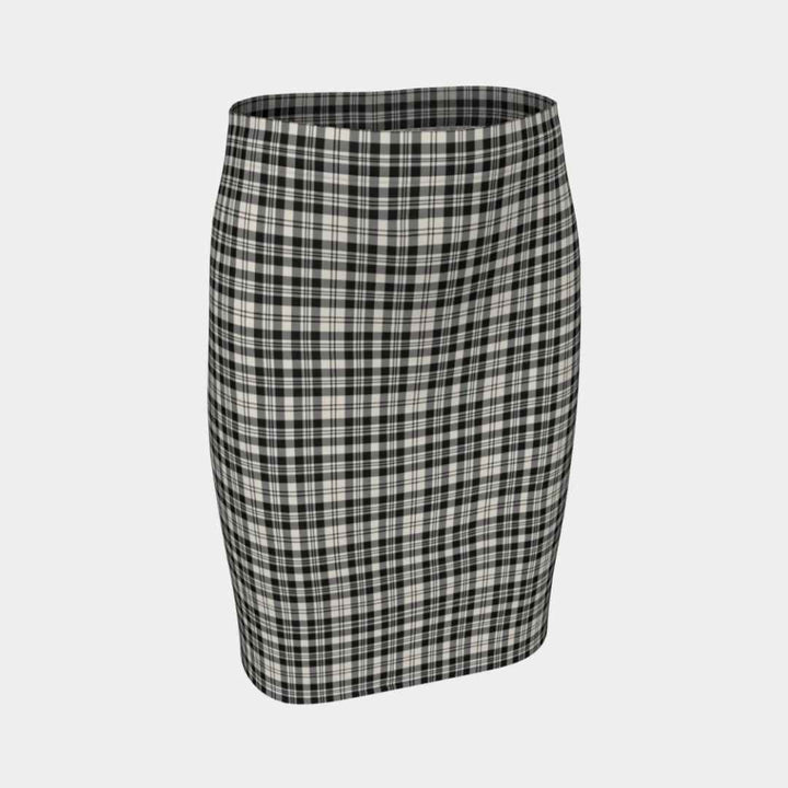 Scottish Scott Black & White Modern Clan Tartan Fitted Skirt Tartan Plaid 1