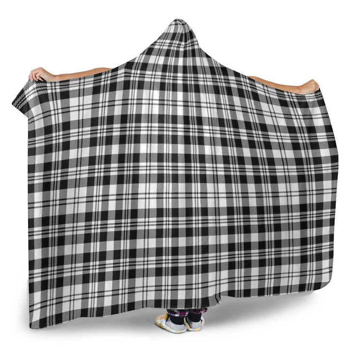 Scottish Scott Black & White Modern Clan Tartan Hooded Blanket Tartan Plaid 2