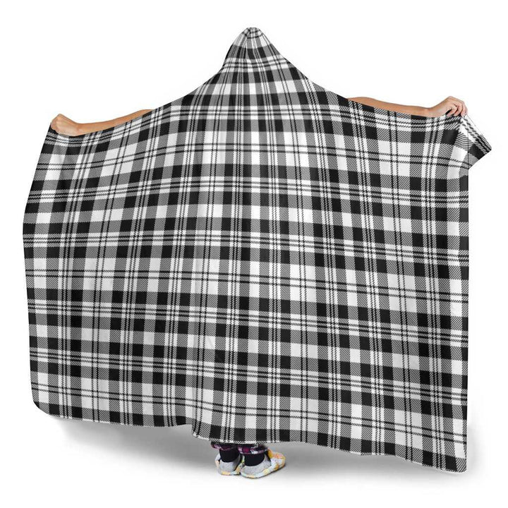 Scottish Scott Black & White Modern Clan Tartan Hooded Blanket Tartan Plaid 3