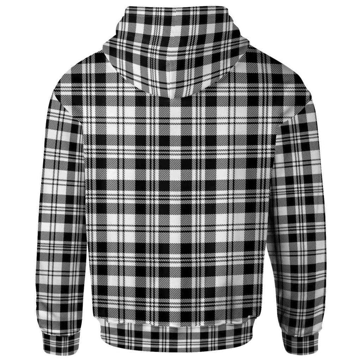 Scottish Scott Black & White Modern Clan Tartan Hoodie Back Side Tartan Plaid
