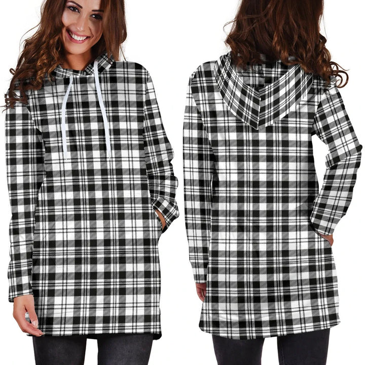 Scottish Scott Black & White Modern Clan Tartan Hoodie Dress