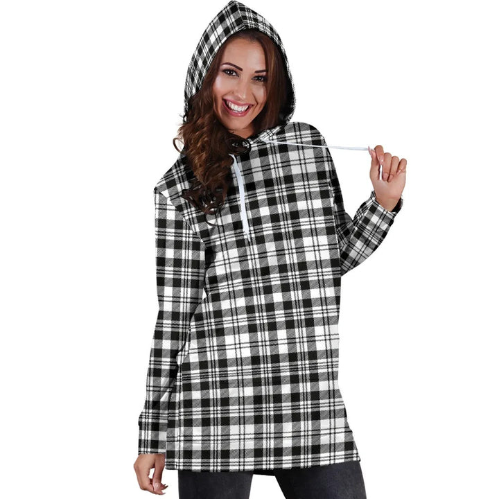 Scottish Scott Black & White Modern Clan Tartan Hoodie Dress