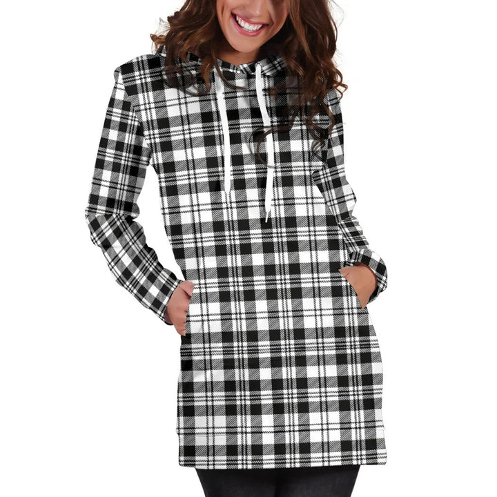 Scottish Scott Black & White Modern Clan Tartan Hoodie Dress