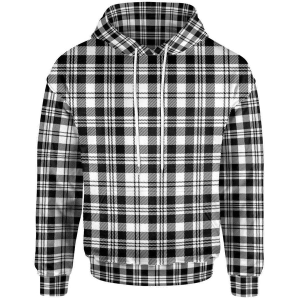 Scottish Scott Black & White Modern Clan Tartan Hoodie Front Side Tartan Plaid