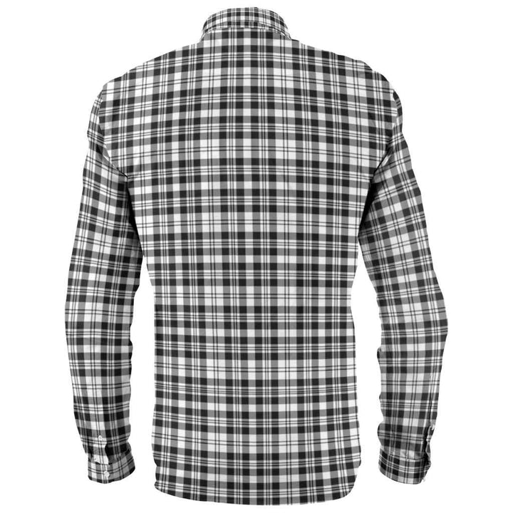 Scottish Scott Black & White Modern Clan Tartan Long Sleeve Shirt Back Side Tartan Plaid