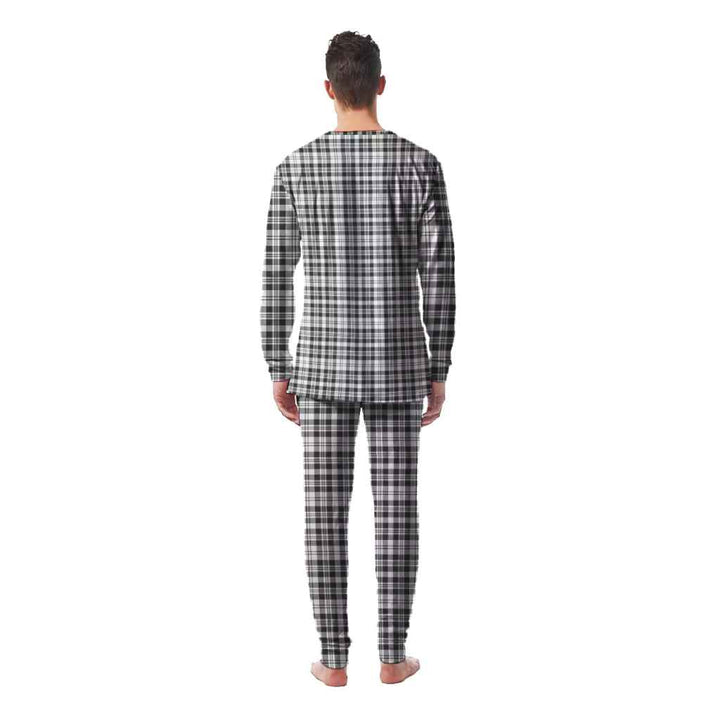 Scottish Scott Black & White Modern Clan Tartan Pajama Set Men Back Side Tartan Plaid