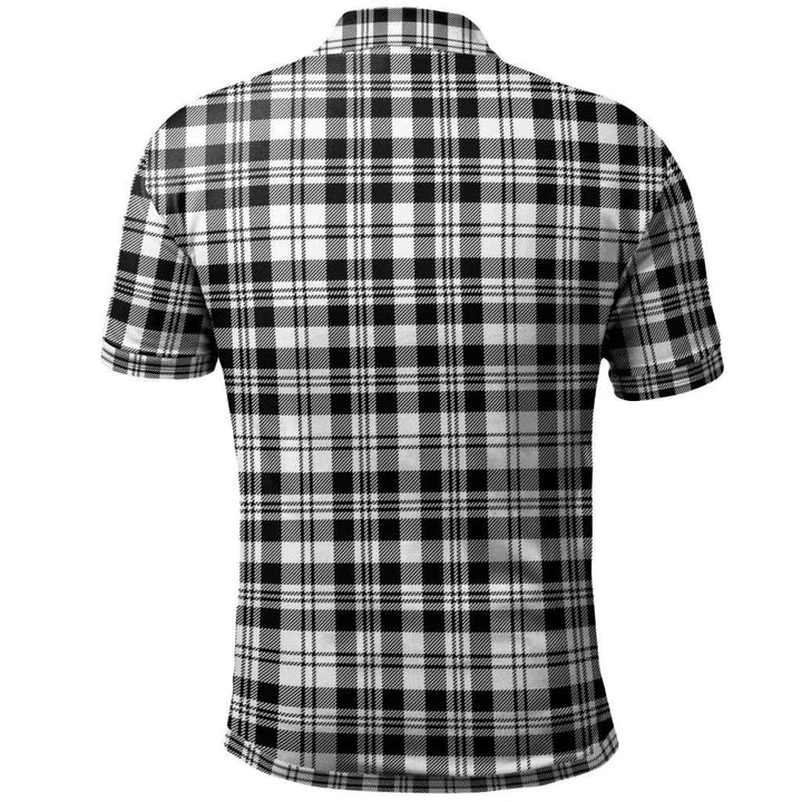 Scottish Scott Black & White Modern Clan Tartan Polo Shirt Back Side Tartan Plaid