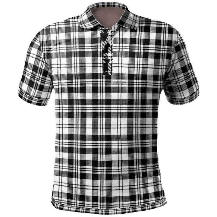 Scottish Scott Black & White Modern Clan Tartan Polo Shirt Front Side Tartan Plaid