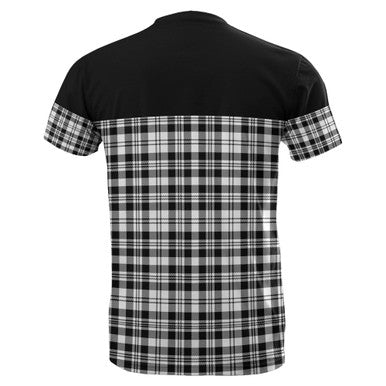 Scottish Scott Black & White Modern Clan Tartan T-Shirt Horizontal Style Back Side Tartan Plaid