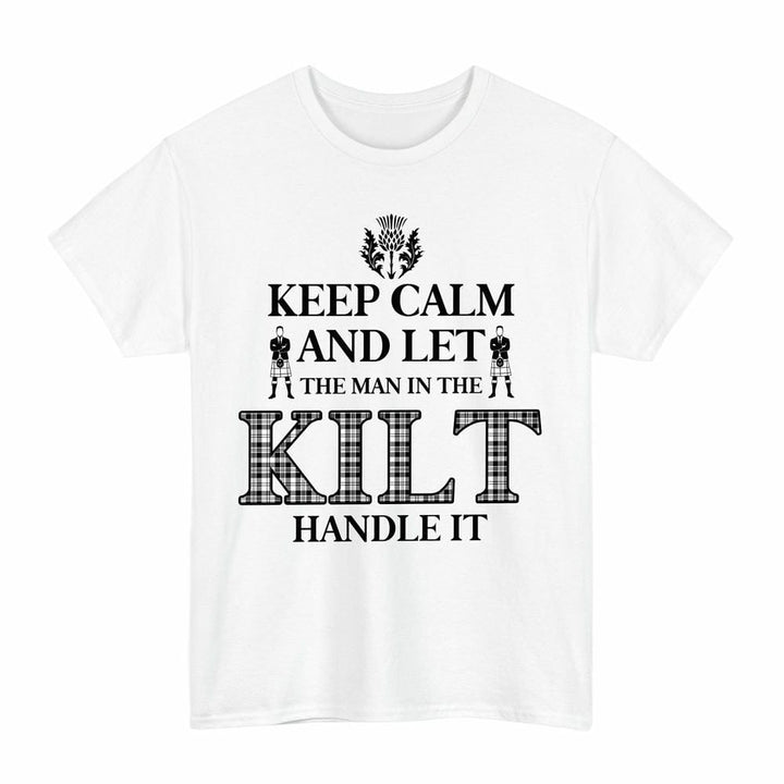 Scottish Scott Black & White Modern Clan Tartan T-Shirt - Keep Calm Tartan Plaid White Color